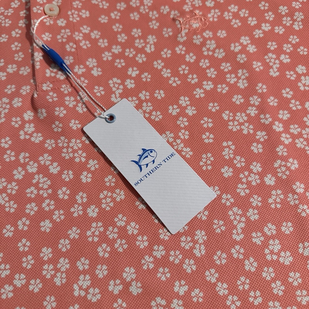 NEW Southern Tide Men's Sz Medium Conch Shell Frederick Floral Polo Shirt L Mesh